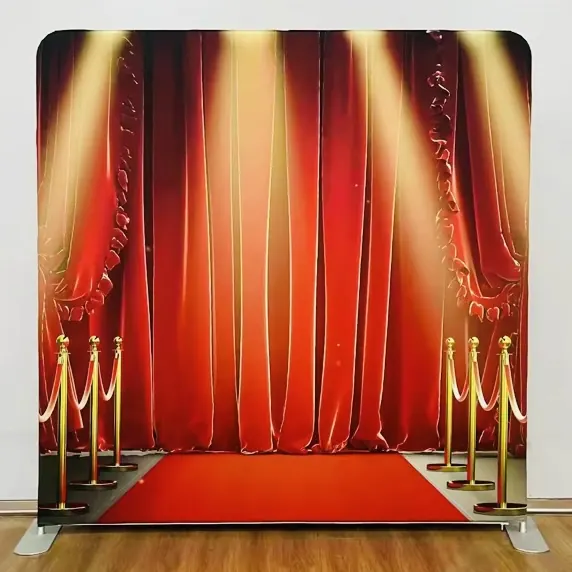 Red carpet photo booth setup at a Miami event