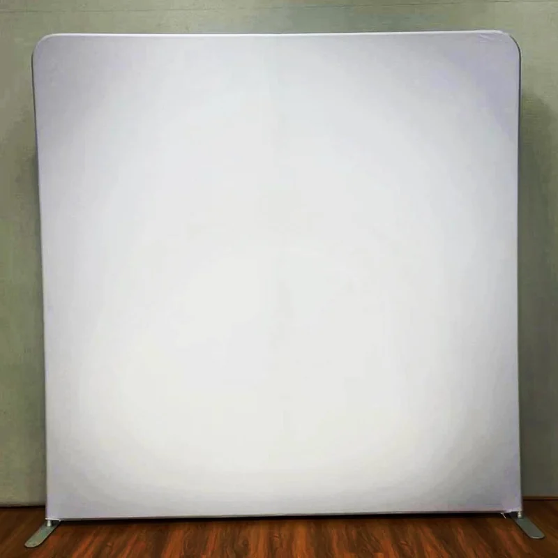 Plain white photo booth backdrop at a Miami event