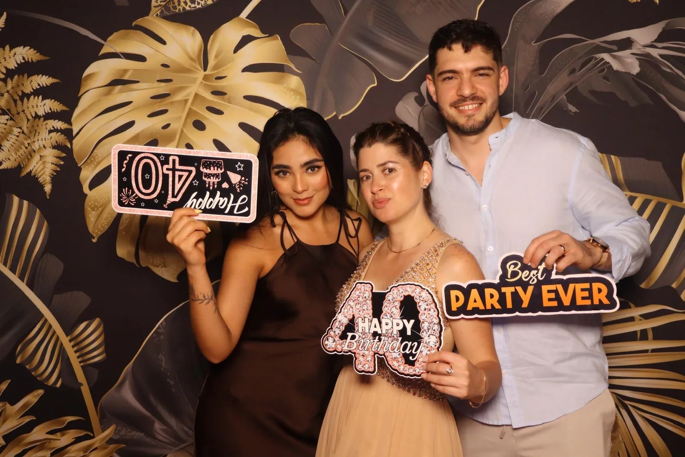 Guests at the photo booth during a 40th birthday party in Miami