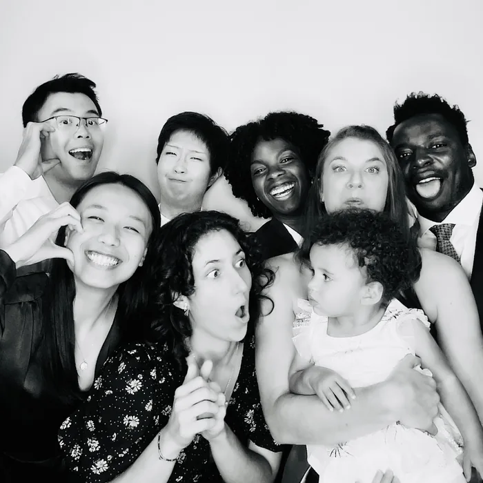 Family members celebrating together in the Glam Booth