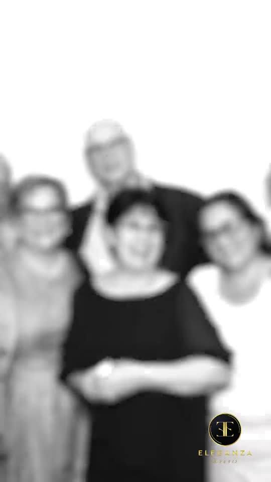 Group portrait from the glam photo booth at a Miami celebration