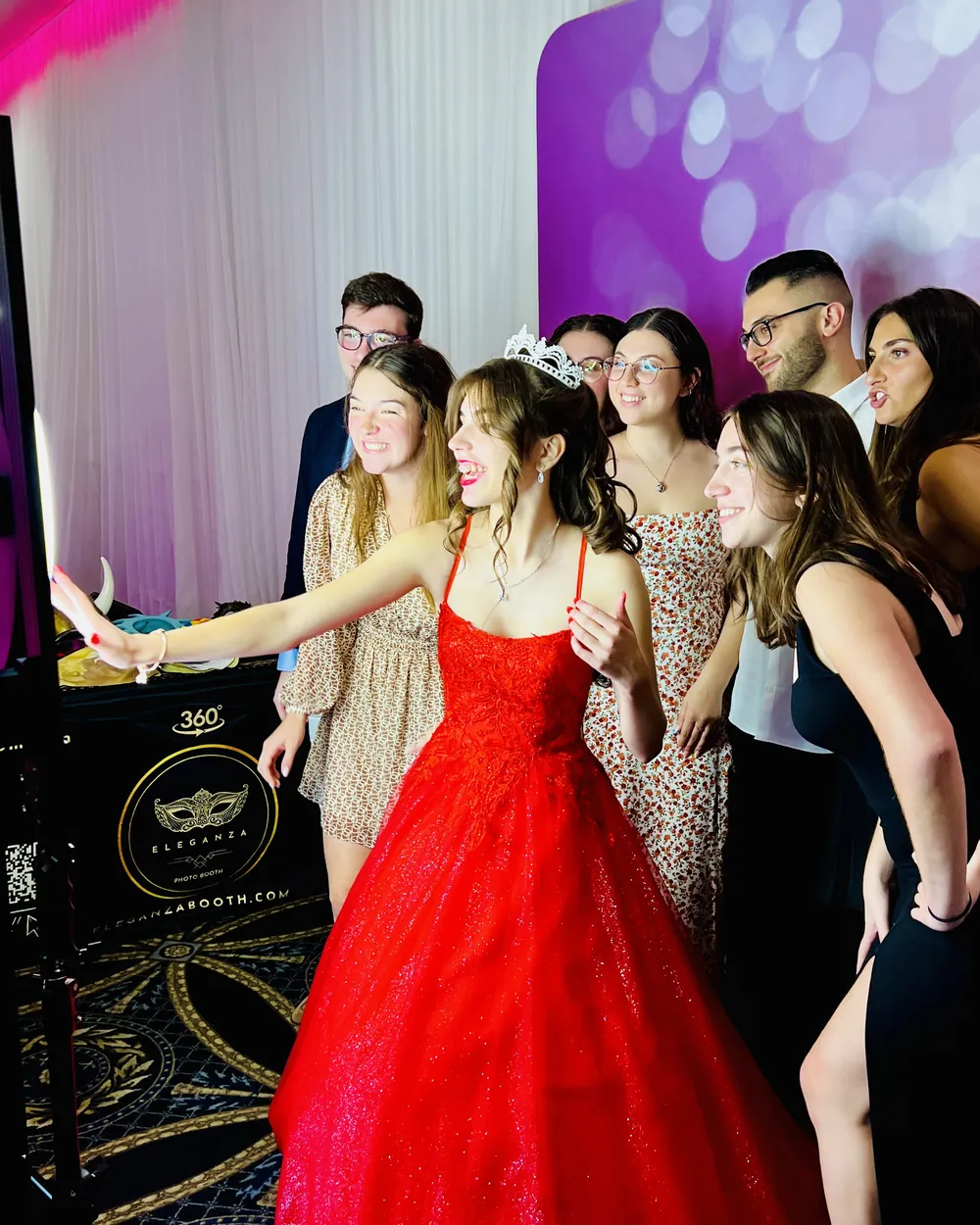 Quinceañera and her court at the photo booth in Miami