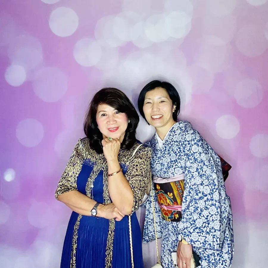 A family portrait taken at the wedding photo booth in Miami